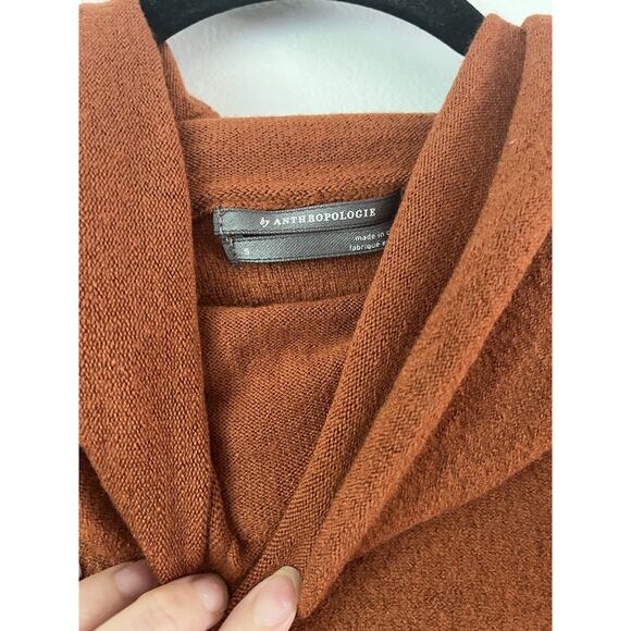 Anthropologie Jolene Burnt Orange Merino Wool Cowl Neck Cropped Sweater Sz Small - Picture 7 of 9